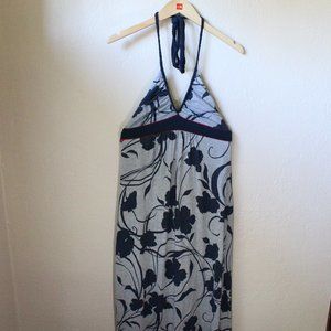 *SALE! 2/$22 or 3/$30* Fire Los Angeles Jersey Dress Grey Navy Tie Neck Women OS